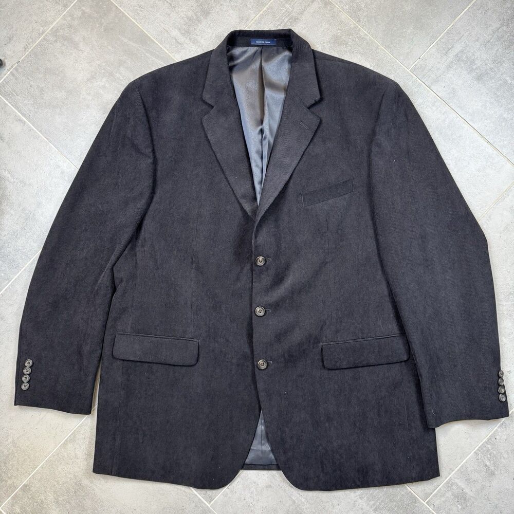 Ralph Lauren Sport Coat 46L Black Fine Wale Corduroy 3 Button Jacket